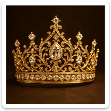 golden tiara with gemstones, slay object, luxurious and detailed sticker