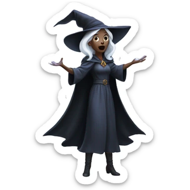 Evil white witch casting spell sticker