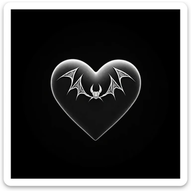 gothic heart with a bat motif, professional photography style sticker