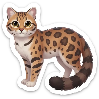 Realistic colorful shiny glossy smooth whitish pastel dusky dark gloomy wild natural elegant lifelike Pallas-cat-ocicat-ocelot-Rusty-spotted-cat-fusion-hybrid-animal-creature, full body, hyper-realism sticker