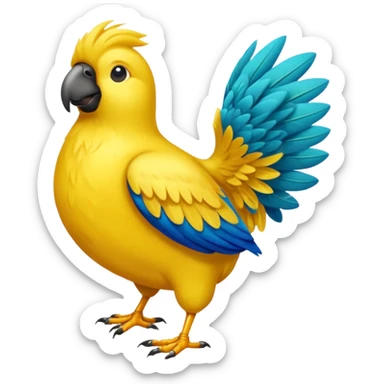 Pappagallo giallo e blu con il giallo sul petto le ali e la coda blu e la fronte poco poco verde sticker