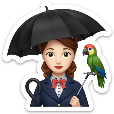 Mary Poppins holds an umbrella in her hand. sticker