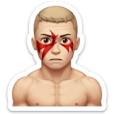 RUSSIAN MMA FIGHTER WITH BRUISED BODY IN VISIBLE PAIN sticker