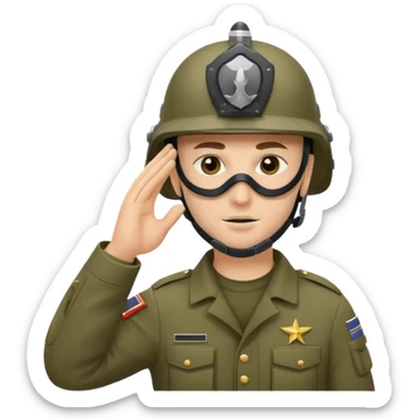 Soldier saluting with helmet + mask sticker