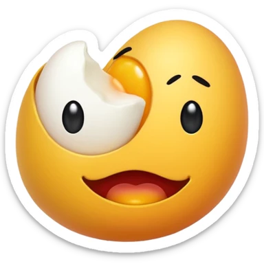 Dos huevos mezclados con el emoji de llorar sticker