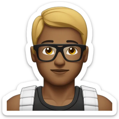 Boy Sri lankan MMA fighter with glases black and lisse hairwhit a boxer potition sticker