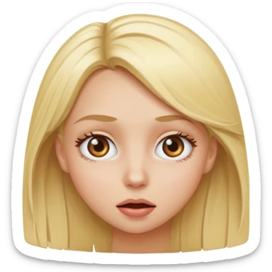 blonde girl popping sticker
