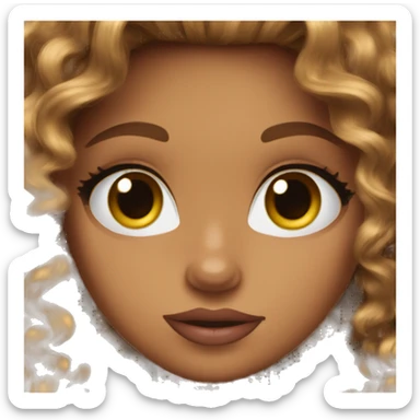bratz doll face with brown curly hair sticker