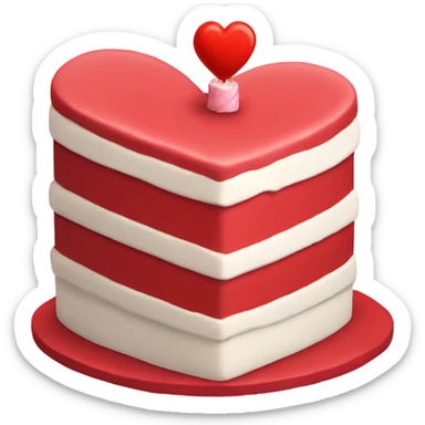 Red heart shaped birthday cake  sticker