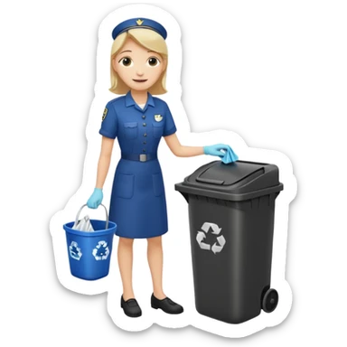 full side body housekeeper put the trash in can sticker