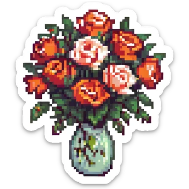 pink rose flower bouquet sticker