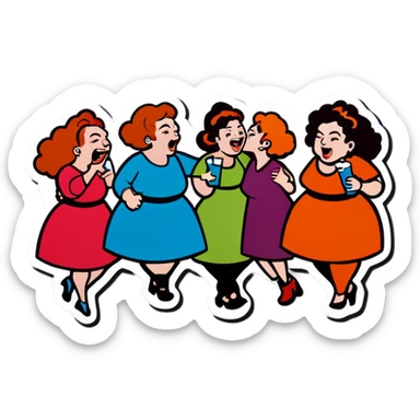 Large group of drunk women sticker