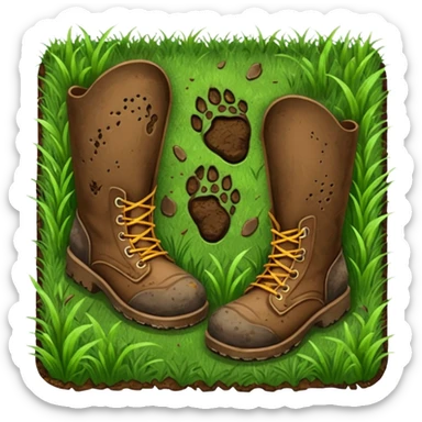 pair of boot shoeprints in the grass sticker