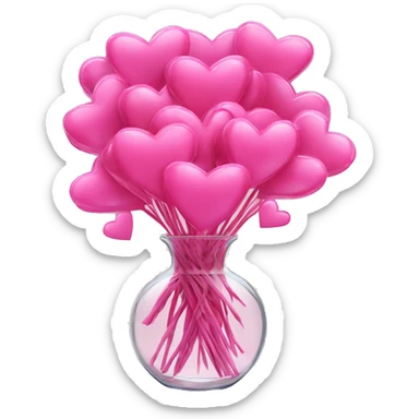 10000000 huge pink hearts on stems in a clear glass vase sticker