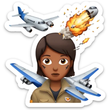 Tour jumelle avec un avion et une explosio sticker