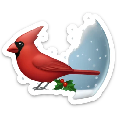 Christmas cardinal snow globe  sticker