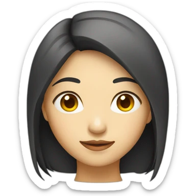 female-asian-round-face-with-long-black and yellow highlighted hair sticker