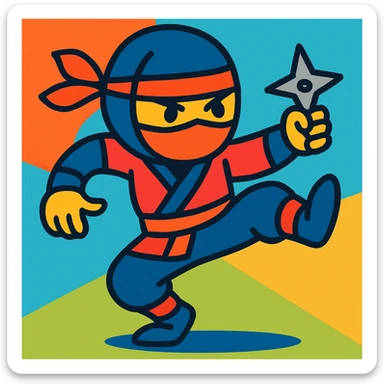 ninja, vibrant cartoon style sticker