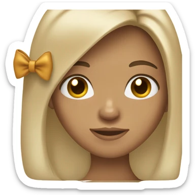 long hair brunette tan girl with bow sticker