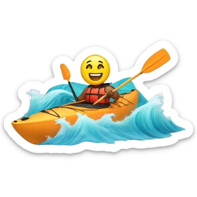 Happy kayak in waves sticker