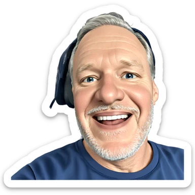 smiling old man in blue sticker