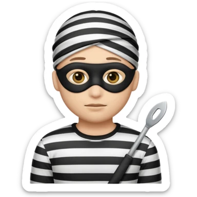 A 3 theif robber emoji,Stripped shirt,eye mask, black head. sticker