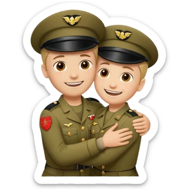 dos soldados dando es un abrazo de solidaridad de fraternidad sticker