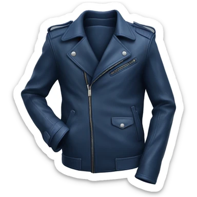Realistic unzipped Navy blue leather fashion jacket isolated.  sticker
