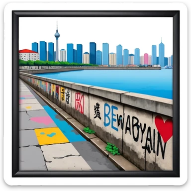 Berlin wall in Hong Kong victorial harbour sticker