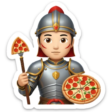 chinese ancient warrior with pizza sticker