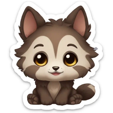 Anthro Shy Cute Cool Kawaii Chibi Dark Brown Furry Animal Anthro Sona sticker