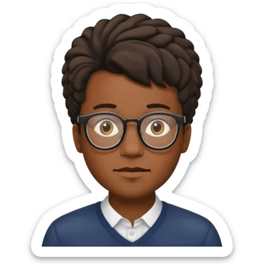 Black m’en with glass and semi free form the haïr style  sticker