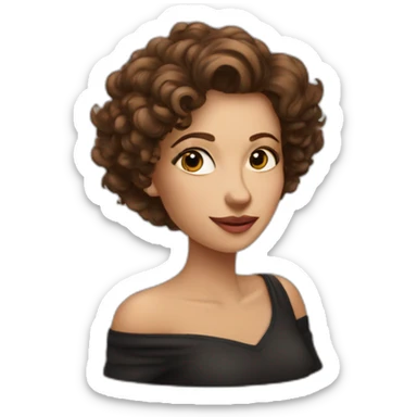 white woman-designer with brown curly hair, wears Off Shoulder Batwing Tank blows a kiss sticker