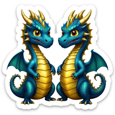 2 dragons, 1 is black and the other is gold, the gold is smaller than the black one sticker