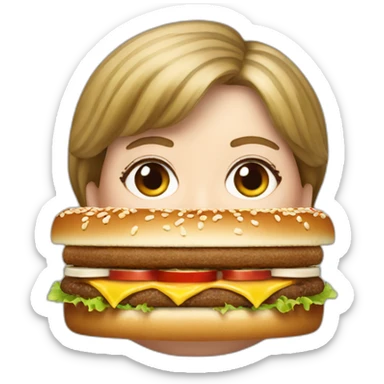 Hyperrealist angela merkel eat bigmac sticker
