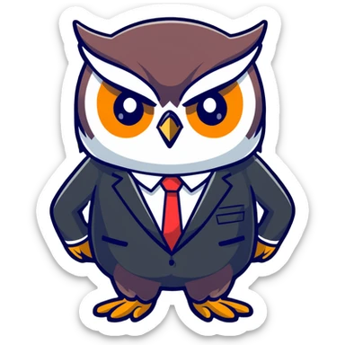 owl wearing a business suit sticker