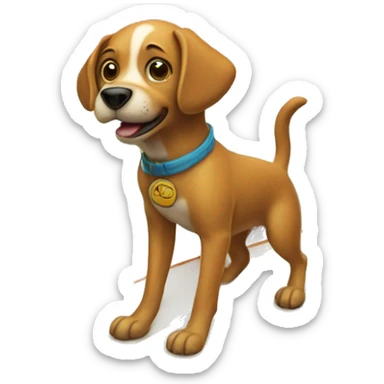 Dog riding surfboard sticker