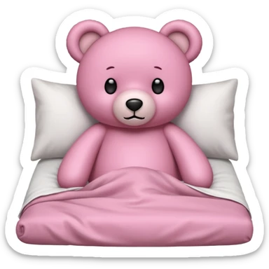 Pink teddy bear in bed  sticker