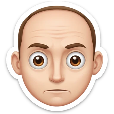 Guy with an extremely large forehead, comically huge forehead, male character sticker