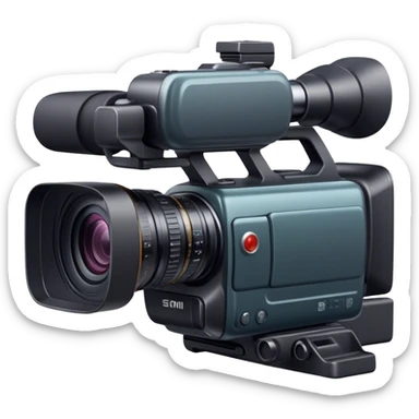 Create an emoji for video recording. Show a video camera with single lens, symbolizing the act of filming. Use modern, professional colors. Do not include any emojis or smiley faces. Make the background transparent. sticker