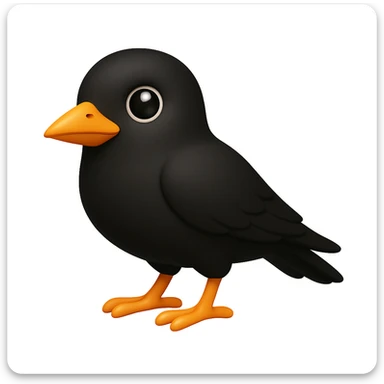 Keep the bird face exactly like the reference image but show the whole body in iOS emoji style. Same face, color, and expression, smooth and shiny, standing bird pose. sticker