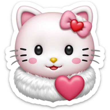 Połącz mi zwykłe hello kitty na białym tle, ale żeby ono wyglądało jak ta emotka: 🥰 sticker