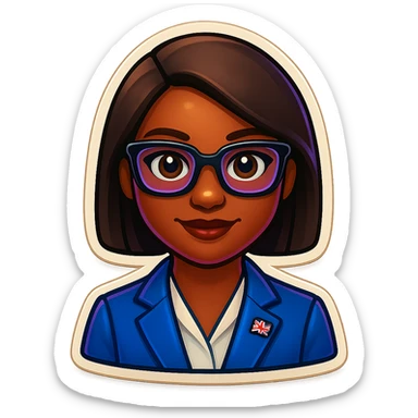 Add glasses to the Kemi Badenoch emoji, keep the background transparent. sticker