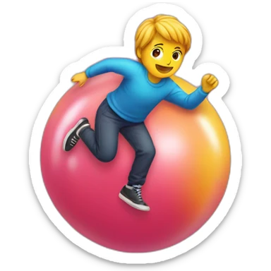 Person on a bouncy ball sticker