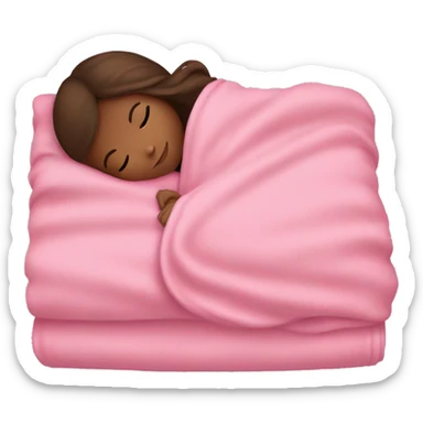 Brown girl with brown hair sleeping with pink blanket sticker