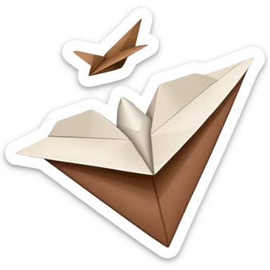 Brown heart with a paper airplane sticker