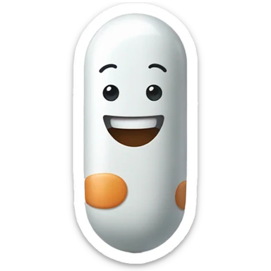 Giant pill labeled HAPPY PILL sticker