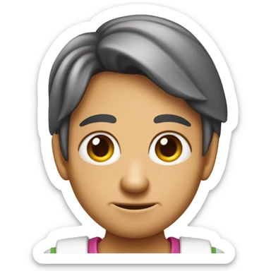 Cabeza de conejo con un moño rosado en la oreja izquierda  sticker