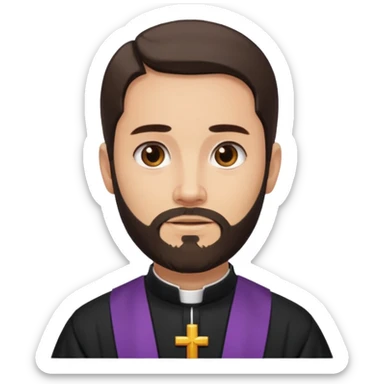  priest with dark brown long hair in a low pony tail and beard   sticker