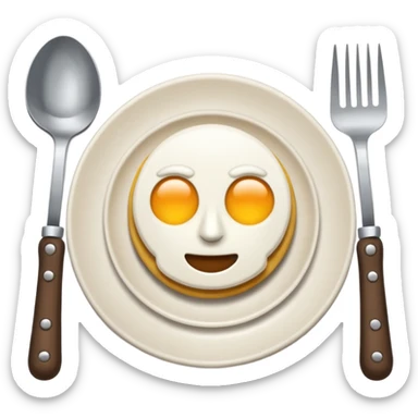 plato y cubiertos en una mesa sticker